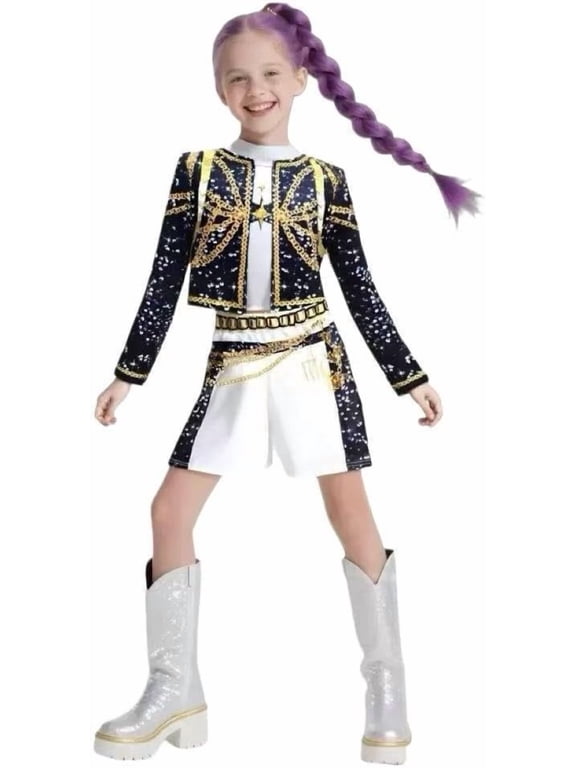 G'ir'ls Halloween Cosplay Costume Pop Star Singer Stage Outfit Performance Jacket and Shorts Set Interactive Music Halloween Theme Party Dress-Up