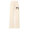 thumbnail image 1 of G`irl's Bowknot Baggy Sweatpants Lightweight Straight Leg Athletic Pants with Pockets, 1 of 4