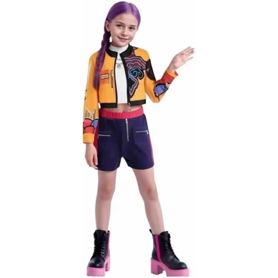 G'irl's Halloween Costume Idol Outfit Props, Popular Top & Pants Dress up Set, Luxury Costume Accessories for Cosplay Birthday, Events & Parties, Black & Yellow