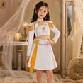 thumbnail image 1 of G'irl's Pop Idol Cosplay Costume, Anime Pop Star Stage Performance Outfit, White Gold Fringe Jacket Top and Skirt Set with Tassel for Halloween Fancy Dress, 1 of 4