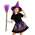 thumbnail image 1 of G`irls Halloween Skeleton Print Tutu Skirt Outfit Set, Witch Hat and Broom Accessory Pack for K_ids Party Dress Up, 1 of 6