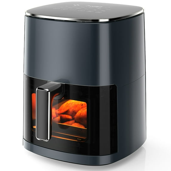 G-ocean Air Fryer 6 Quart with Visible Window, 12-in-1 Mode, Roast, Reheat, Dehydrate, Bake, Steam with 400F, Gray