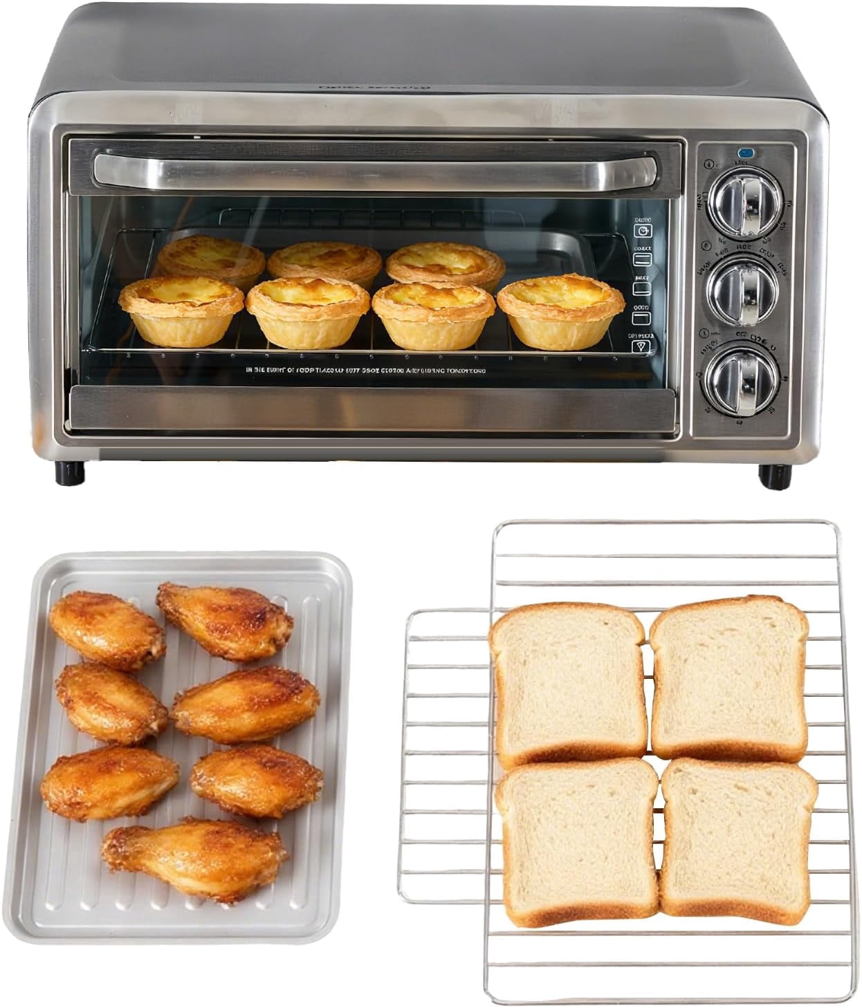 G-ocean Countertop Toaster Oven 19L, Bake, Toast and Broiler, 1000W, 30 Min Timer, with Backing Plate and Rack, Up to 400°F