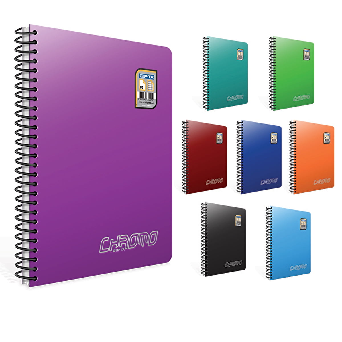 Al Notebook Gıpta Chromo Spiral Pp Cover Notebook A4 100 Sheets Checkered (Assorted ...