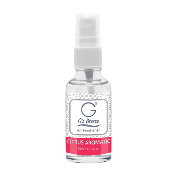 G’s Breeze Citrus Aromatic Air Spray – Zesty, sun-kissed fruit scent that energizes any room instantly.