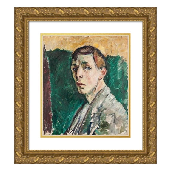 Gösta Sandels 15x17 Gold Ornate Wood Frame and Double Matted Museum Art Print Titled - Self Portrait (1915)