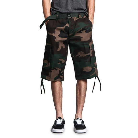 G-style USA Men's Belted Camo Cargo Shorts 9AP10 - WOODLAND - 34