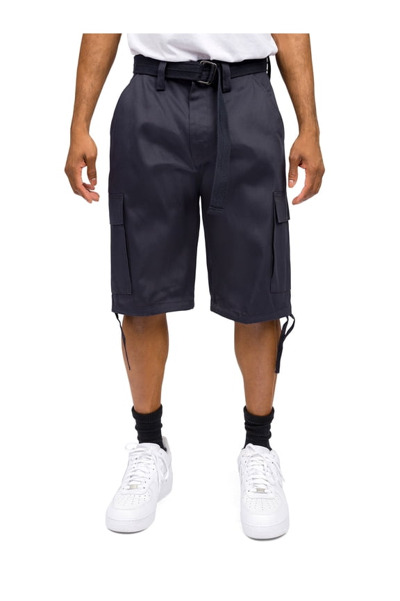 Men's Belted Cargo Shorts 9AP10 - NAVY - 36
