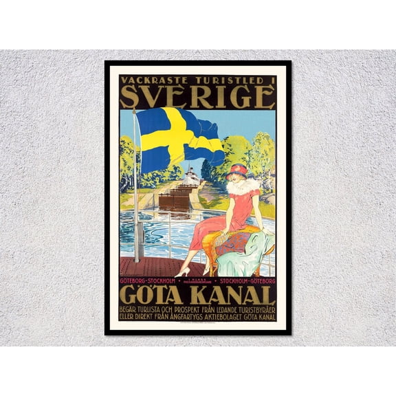 Göta Canal Sweden Travel Poster, Unframed Paper Poster 16x20in