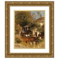 thumbnail image 1 of Géza Mészöly 20x24 Gold Ornate Framed and Double Matted Museum Art Print Titled - Resting by a Mill, 1 of 4