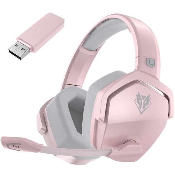 G06 Dual Wireless Gaming Headset with Mic for PS5, PS4, PC, Mobile, Switch: 2.4GHz Wireless + Bluetooth - 100 Hr Battery - 50mm Drivers - Pink