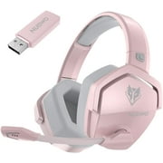 G06 Wireless Gaming Headset for PS5, PS4, PC Games, 2.4GHz Ultra-Low Latency, Bluetooth 5.0, Soft Memory Earmuffs (Pink)