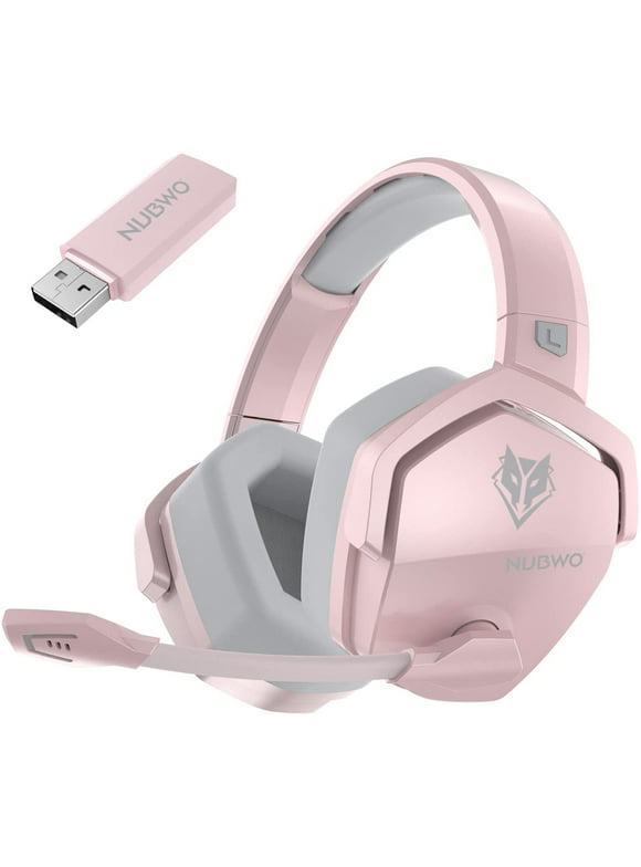 G06 Wireless Gaming Headset for PS5, PS4, PC Games, 2.4GHz Ultra-Low Latency, Bluetooth 5.0, Soft Memory Earmuffs (Pink)
