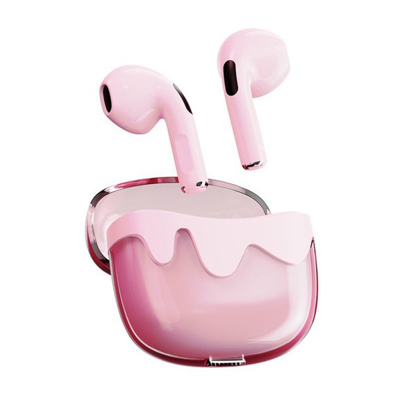 G07 Model In-Ear Earphones Hi-Fi Sound Long Battery Life Compact Semi-Transparent Design-Pink