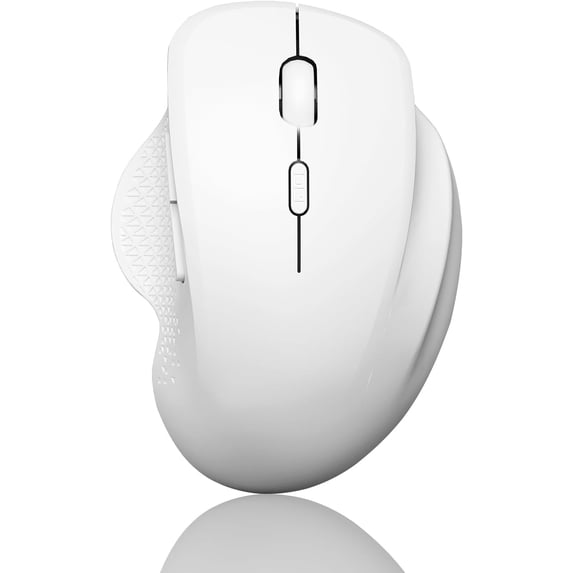 G09 Bluetooth Wireless , BT5.1 & 2.4Ghz Rechargeable Computer with USB Receiver and Type C Adapter, Ergonomic Bluetooth Mice for Laptop, iPad, Mac - White