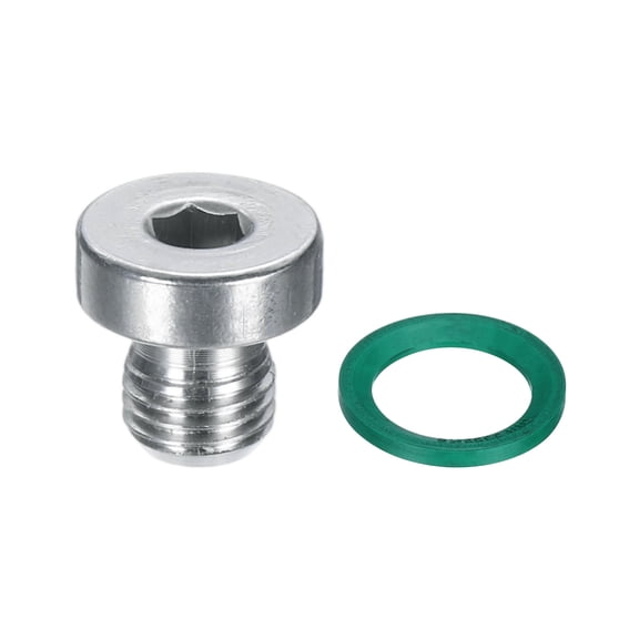 G1/16 Inner Hex Head Pipe Fitting Plug, Universal 304 Stainless Steel Thread Socket Plug with Green O-Ring for Terminate Pipe Ends or Replacement Drains