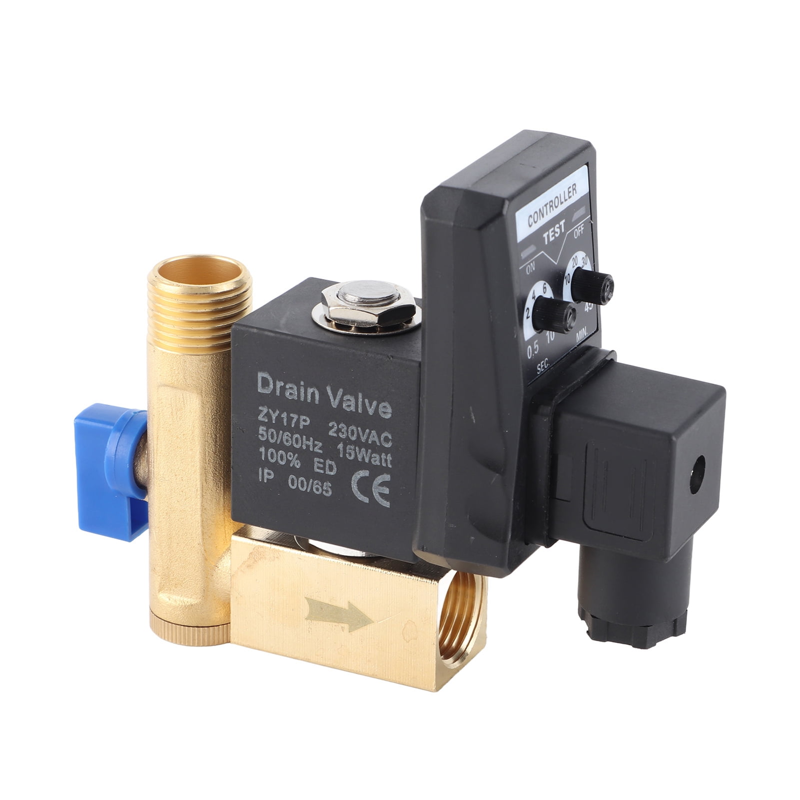 1/2" NPT Automatic Drain Valve For Compressed Air Lines - Metal Bowl, Sight Glass, 175 PSI Max