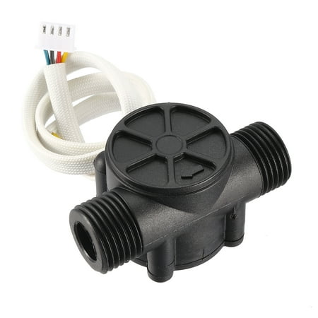 G1/2 Hall Effect Liquid Water Flow Sensor Switch Flowmeter Counter DC5V 1-30L/min Black YF-S201 4 Wires