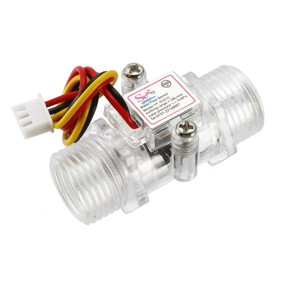 G1/2 Hall Effect Liquid Water Flow Sensor Switch Flowmeter Counter DC5V 1-30L/min Clear YF-S201C