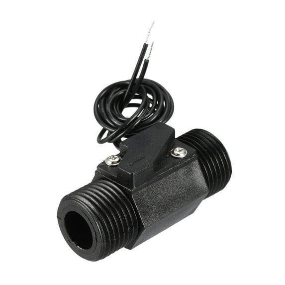 G1/2 Hall Effect Liquid Water Flow Sensor Switch Flowmeter Counters 1-25L/min Black