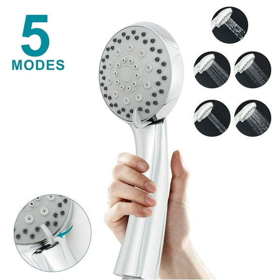 G1/2 Hand Showerhead Shower Head Handheld Adjustable Water Saving SPA High Pressure Shower Head with 5 Modes