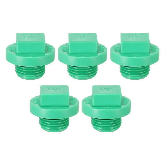 G1/2" Square Male Thread PPR Pipe Fitting End Cap, Tubing Stopper for Preventing Leakage, Green 5Pcs