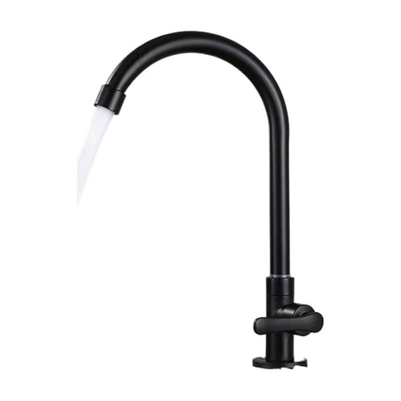 G1/2 Wall Mounted Black Kitchen Single Cold Water Faucet, Rotatable Sink Washbasin Stainless Steel Faucet Bathroom Accessories