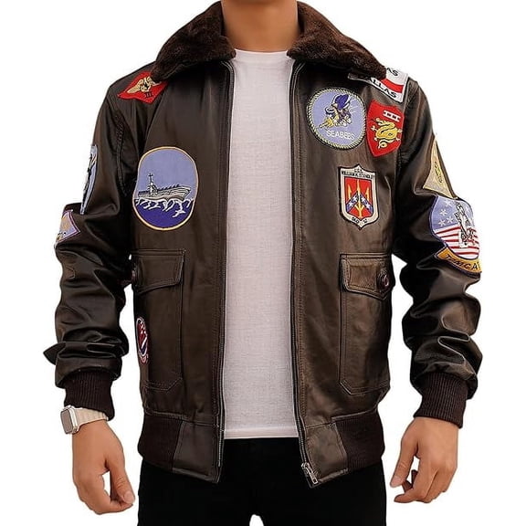 Alamodetrend G-1 Bomber Jacket, Embroided 17 Front, Back & Side Patches, X-Small