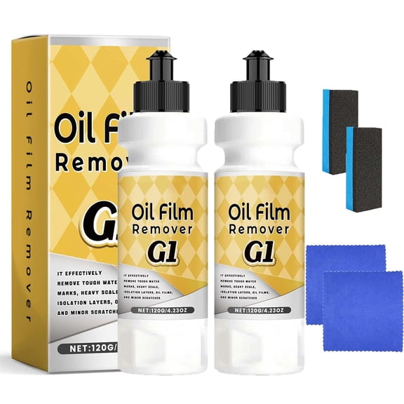 G1 Car Glass Cleaner, G1 Car Glass Polishing Compound, Oil Film Remover for Auto Window - Removes Water Spots, Road Oils, Windshield Haze, Improves Visibility for Windows and Mirrors (2)