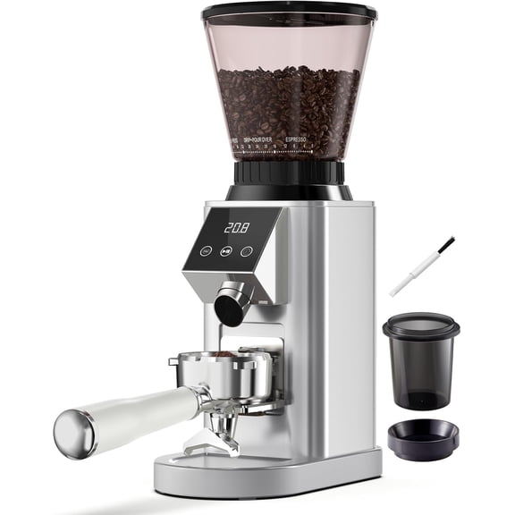 G1 Conical Burr Coffee , 48 Settings Anti-static Burr Mill, Precision Timer and Touchscreen for Espresso/Drip/Cold Brew/ Press, Stainless ,