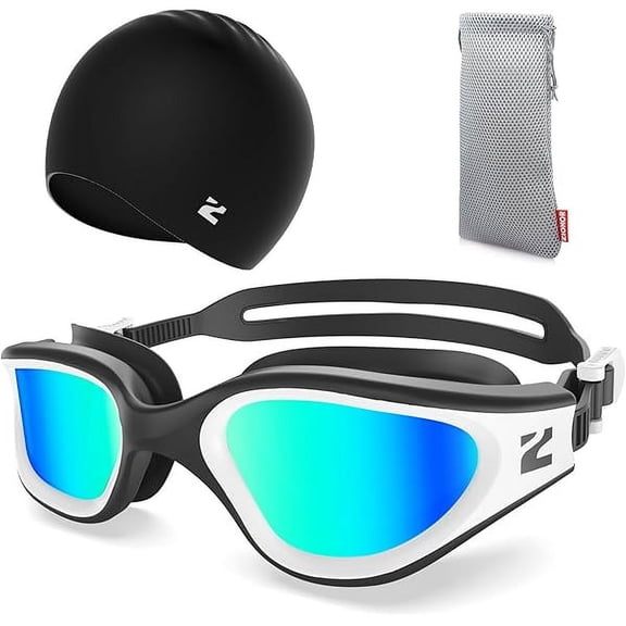 G1 Lite Swim Goggles with Swim Cap Comfortable Anti-fog Swimming Goggles Cap Set for Adult Men Women