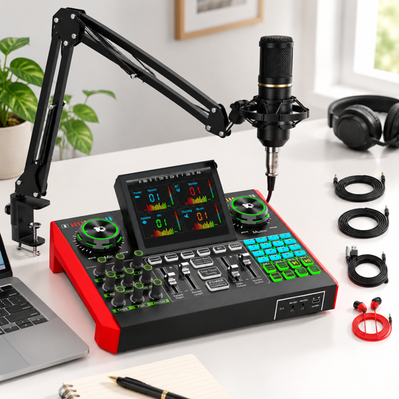 G10 Podcast Equipment Bundle With 3.5mm Condenserphone For Pc/phone Live Streaming Singing Gaming Soundd Audio Mixer Denoise Dj S