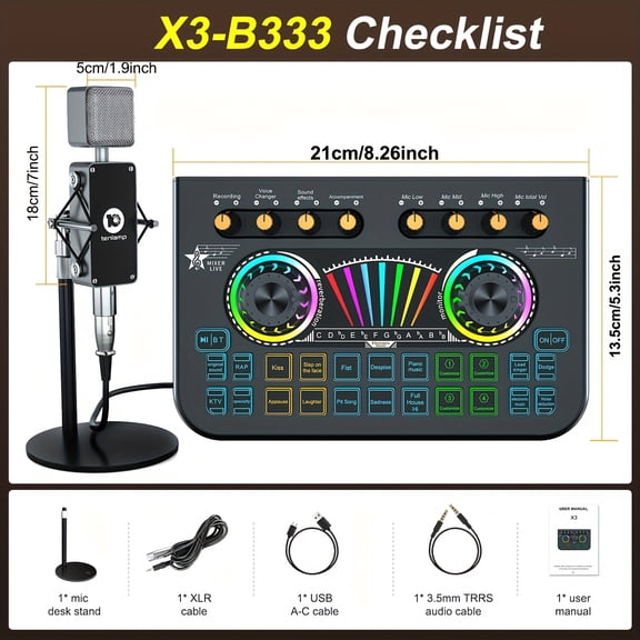 G10 Professional Mic Mixer Set - Portable Podcast & DJ Studio Recording Equipment with Wireless Mics