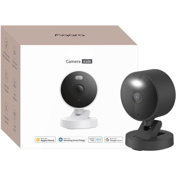 G100, Indoor/Outdoor Camera, HomeKit Secure Video, 2-Way Audio, Spotlight Color/IR Night Vision, AI Detection, 140? FOV, 6, Supports HomeKit, Alexa, and IFTTT, Black