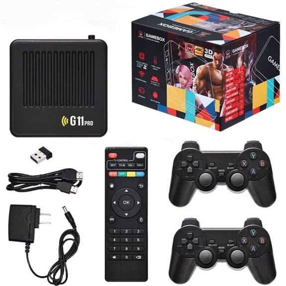 G11 Pro 4K Retro Game Box, Plug and Play Video Games with 2 Wireless Dual Controllers, Output, 6000+ Built-in Games (256GB)