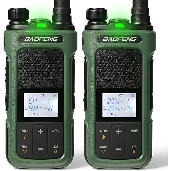 G11S GMRS Radio Handheld, Rechargeable Walkie Talkies Long Range NOAA 2 Way Radio, GMRS Repeater Capable, with Earpiece (2 Pack)