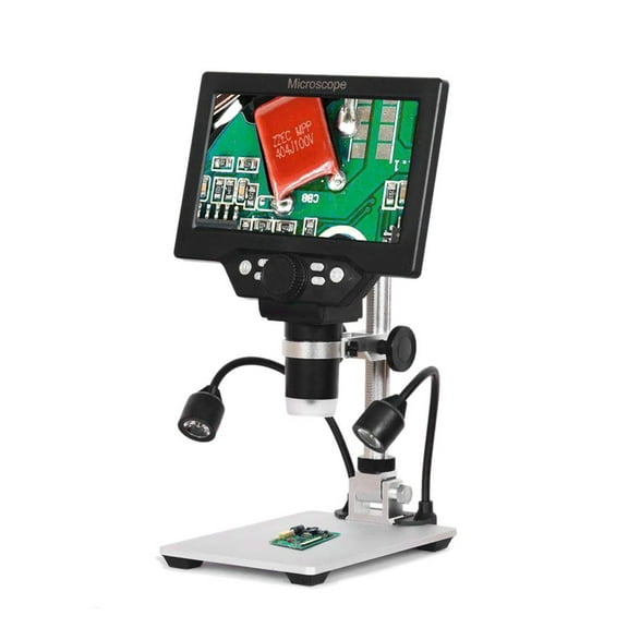 G1200 Digital Microscope 7 Inch Large Color Screen Base LCD Display 12MP 1-1200X Magnifier With Stand and Two Fill Lights