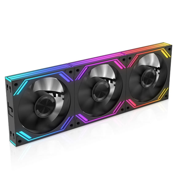 G120Pro 120mm ARGB Reverse Blade PC Case Fan 3-Pack, 1850RPM PWM, Daisy-Chain Infinity-Mirror Lighting, Black