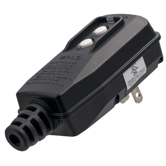 G1215PM2 G20PMSR Patented Auto-Monitoring GFCI Replacement Plug Assembly, Manual Reset 15 Amp Non-Grounded 2 Wires 2-Prongs for Power Tools, Lawn Equipment etc, UL Listed, 1 Pack, Black
