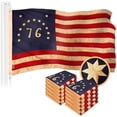 thumbnail image 1 of G128 10 Pack: Bennington 76 Tea-Stained Flag | 4x6 Ft | ToughWeave Pro Series Embroidered 420D Polyester | Historical Flag, Embroidered Design, Indoor/Outdoor, Brass Grommets, High Quality, 1 of 8