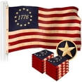 thumbnail image 1 of G128 10 Pack: Betsy Ross 1776 Tea-Stained Flag | 6x10 Ft | ToughWeave Pro Series Embroidered 420D Polyester | Historical Flag, Embroidered Design, Indoor/Outdoor, Brass Grommets, High Quality, 1 of 9