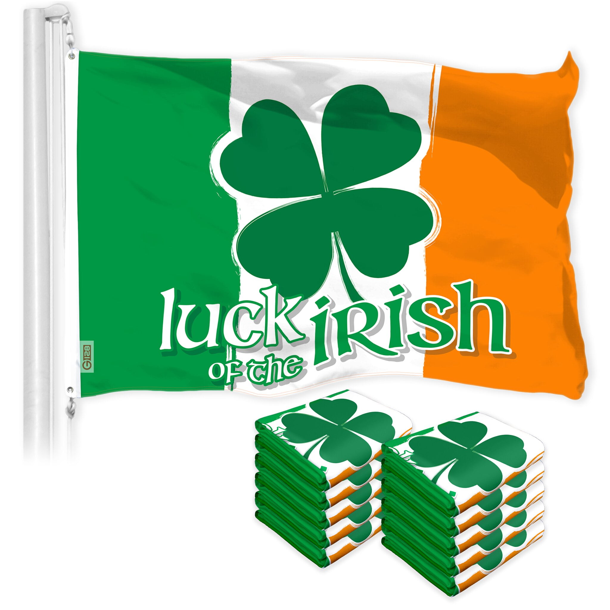 G128 10 Pack Ireland Irish Luck of the Irish Flag 3x5 Ft LiteWeave