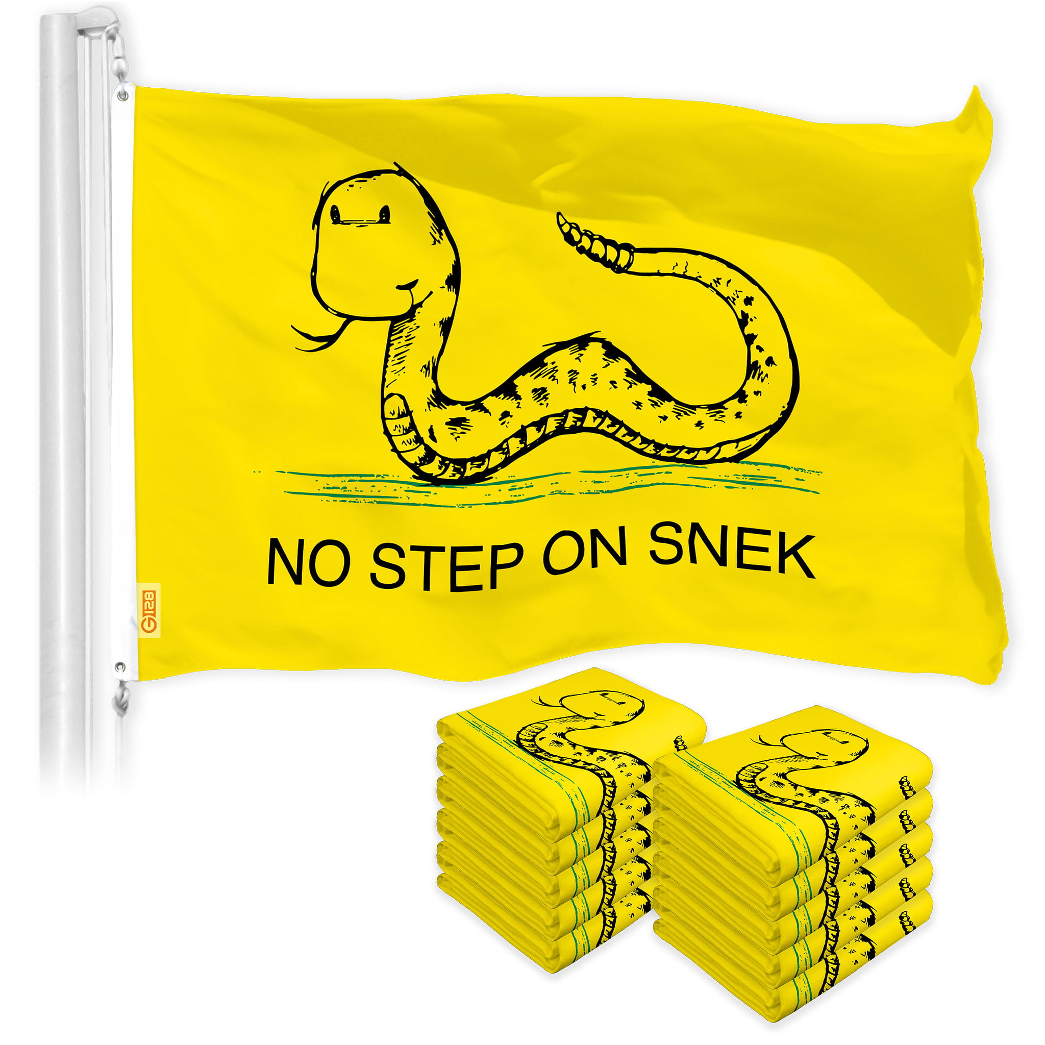 G128 10 Pack: No Step on Snek Cute Cartoon Flag, 3x5 Ft, LiteWeave Pro  Series Printed 150D Polyester
