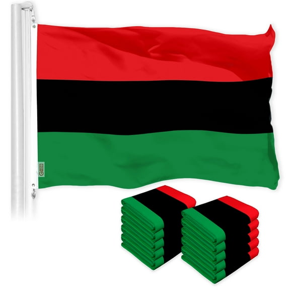 G128 10 Pack: Pan African Flag | 3x5 Ft | LiteWeave Pro Series Printed 150D Polyester | Freedom and Black Civil Rights Flag, Indoor/Outdoor, Vibrant Colors, Brass Grommets