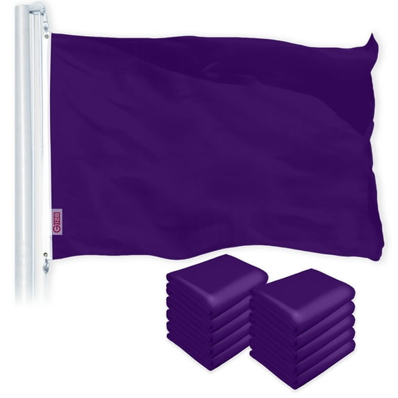 G128 10 Pack: Solid Purple Color Flag | 4x6 Ft | LiteWeave Pro Series Printed 150D Polyester | Indoor/Outdoor, Vibrant Colors, Brass Grommets