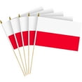 thumbnail image 1 of G128 12 Pack Handheld Poland Polish Stick Flags | 8x12 In | Printed 150D Polyester, Country Flag, Solid Wooden Stick, Spear Gold Tip, 1 of 10