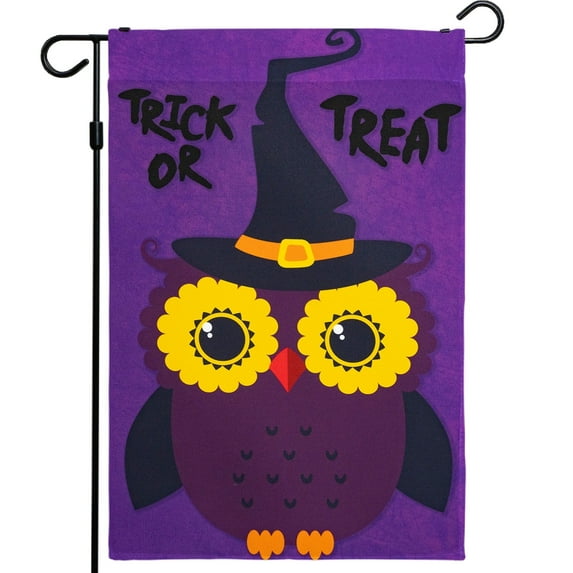 G128 12"x18" Owl Halloween Garden Flag Outdoor Yard Flag for Porch or Lawn
