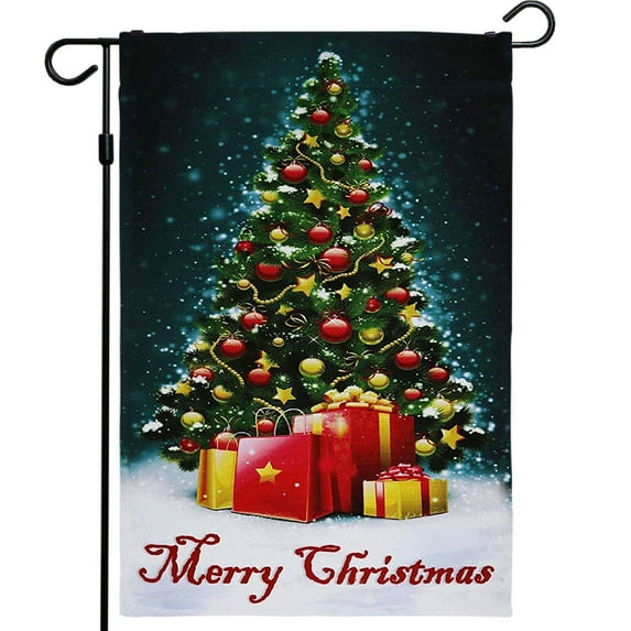 G128 -12"x18" Christmas Garden Flag, Winter Decorations Merry Christmas Quote Winter Flag for Outside