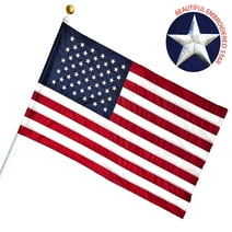 G128 - 2.5x4 feet American Flag | Embroidered 210D with POLE SLEEVE (No Pole) - Embroidered Stars, Sewn Stripes, Brass Grommets, Indoor/Outdoor, Vibrant Colors, Quality Polyester, US USA Flag