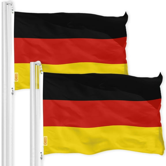 G128 - 2 PACK Germany Flag 3x5 ft Printed with Brass Grommets on 150D Quality Polyester